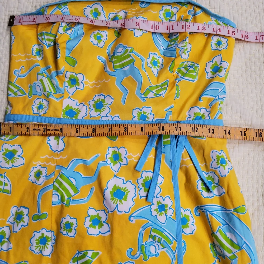 Lilly Pulitzer Floral Monkey Strapless Dress Size 6 - Picture 8 of 11